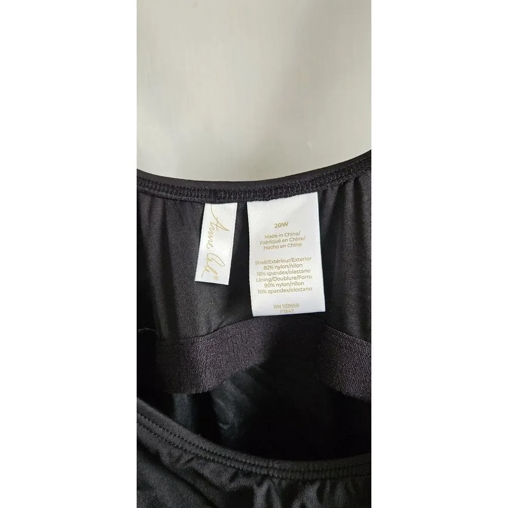 NWT Anne Cole black women Sz 20W one piece swim suit unwired  MRSP$‎ 108